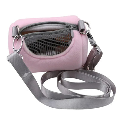 Pet Cage Cross Body Accessories Cylinder Design Soft Practical House Travel Portable Squirrel Visible Mesh Hamster Carrier Bag - Urbizia