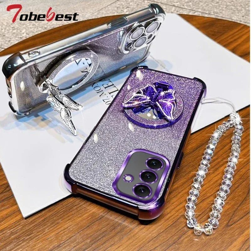 Butterfly Mirror Crystal Bracelet Case for Samsung Galaxy A Series