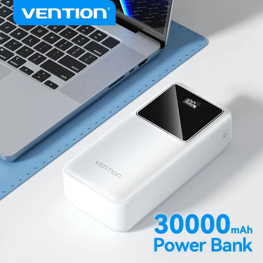 Vention Power Bank 30000mAh PD 22.5W Fast Charging Phone External Battery Powerbank Charger for Xiaomi Poco iPhone Samsung iPad