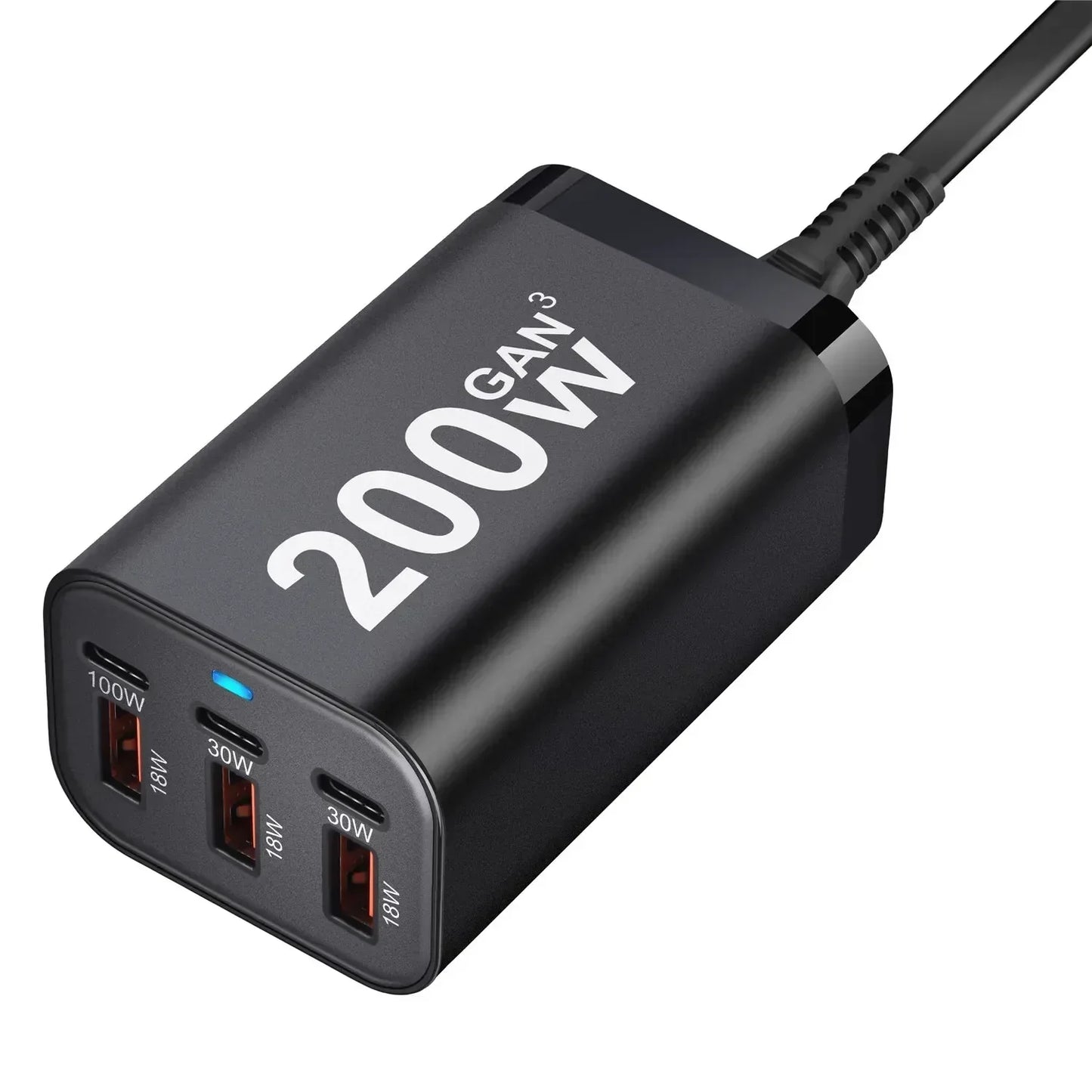USB C Fast 200W 6-Port Charging Fast GaN Charger Power Adapter For iPhone 14/13/12 Series, Samsung Galaxy S23/S22/S21 - Urbizia