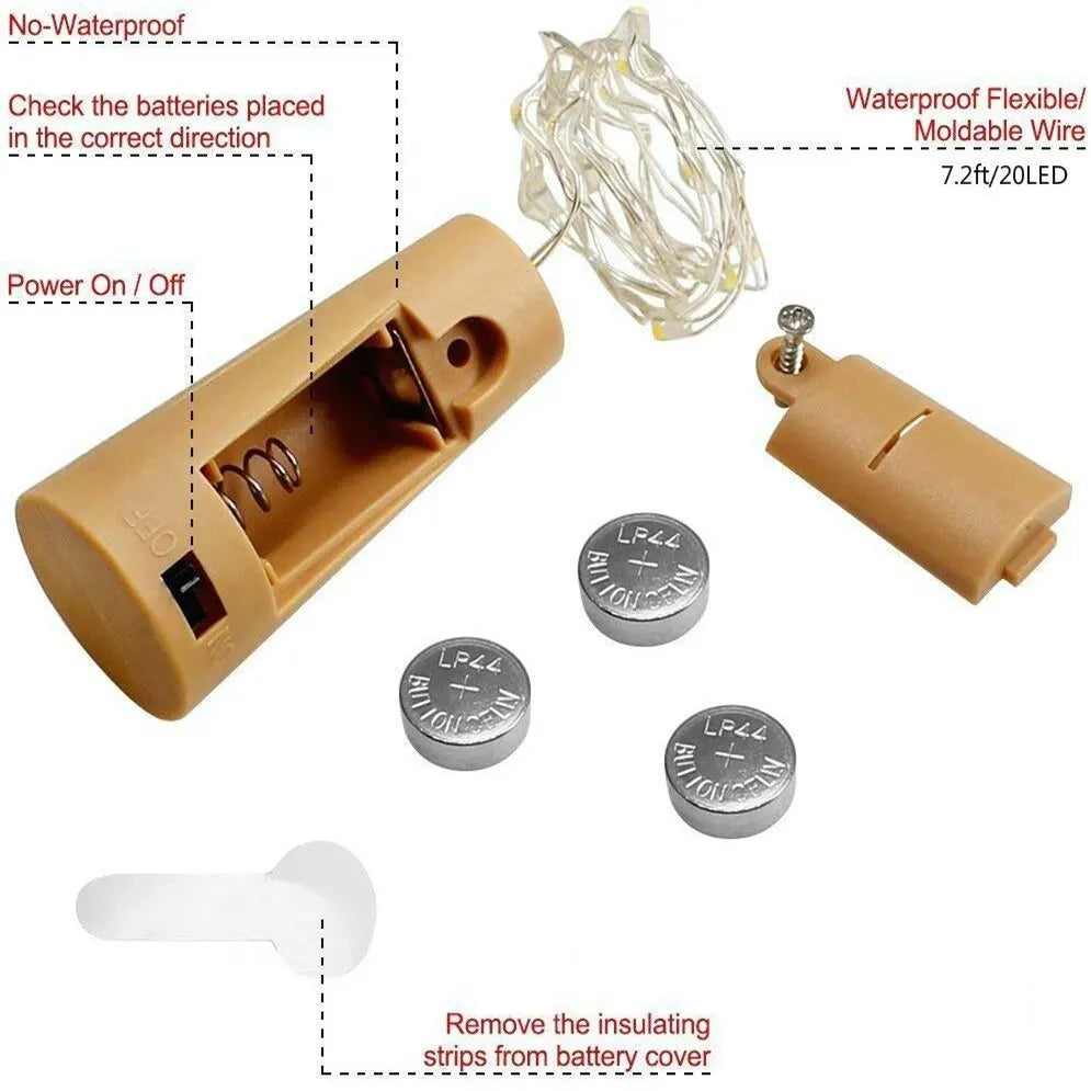 Bar LED Wine Bottle Cork String Lights (2M)