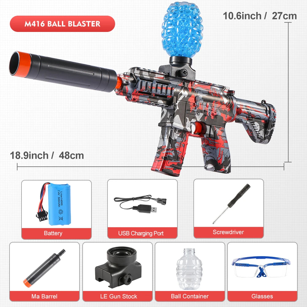 M416 Electric Ball Blaster Toy Gun - High-Speed, Metallic Finish, Rechargeable - Outdoor Game Party Gift(Bullets Excluded)