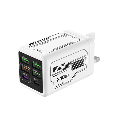 6 Ports 240W USB Type C Charger USB Super Fast Charging Mobile Phone Charge Adapter PD3.0 For iPhone 17 16 Samsung EU/UK/US Plug