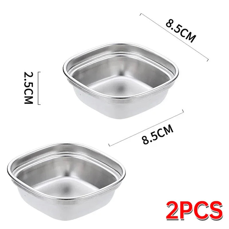Outdoor Camping Stainless Steel Sauce Plate, Divided Sauce Dip Bowl,1/2/3 Ketchup Sauce Bowl, Picnic Barbecue Sauce Tray