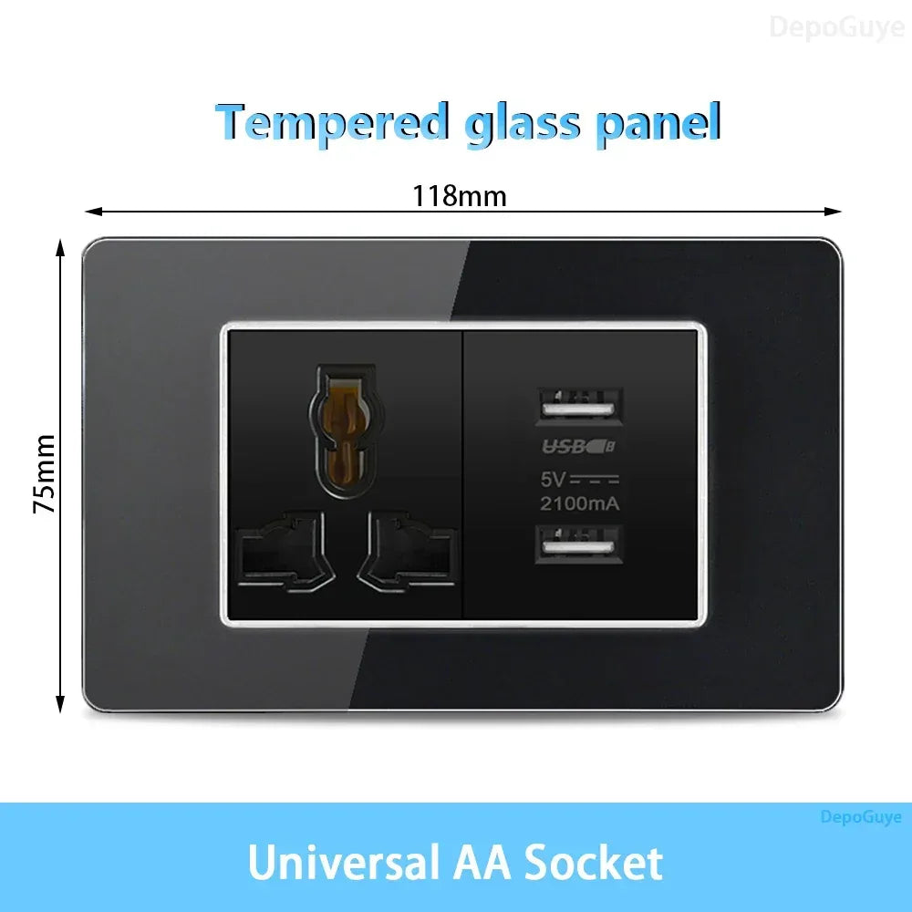 American Thai Standard USB Type-C 20W Fast Charging Power Outlet,Mexico with Smart usb c 3A Socket Wall Electric Light Switch - Urbizia