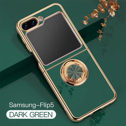 Plating Silicone Case for Samsung Galaxy Z Flip 5 4 3 Z Fold 5 ZFold ZFlip Fold5 Fold4 Flip5 Flip4 Flip3 Cover with Ring Holder