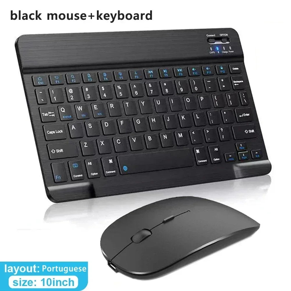 10inch Bluetooth Wireless Keyboard Rechargeable For Mobile Phones Tablet Russian Spanish French AZERT For Android ios Windows
