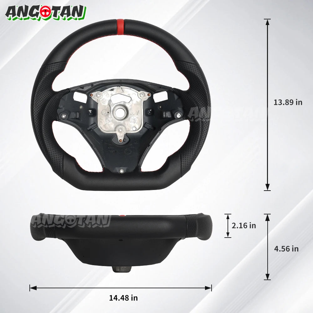 Full Leather Steering Wheel For BMW E90 E91 E92 E93 E89 328i 335i 325i 2005-2012 Steering Wheel Flat Bottom With Paddle Holes