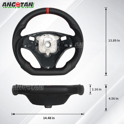 Full Leather Steering Wheel For BMW E90 E91 E92 E93 E89 328i 335i 325i 2005-2012 Steering Wheel Flat Bottom With Paddle Holes