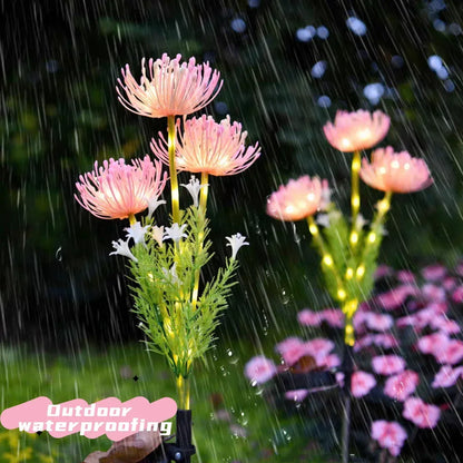 2PC solar powered shore flower ground plug-in lamp, outdoor waterproof, beautiful flower decoration, 1PCourtyard lawn decoration - Urbizia