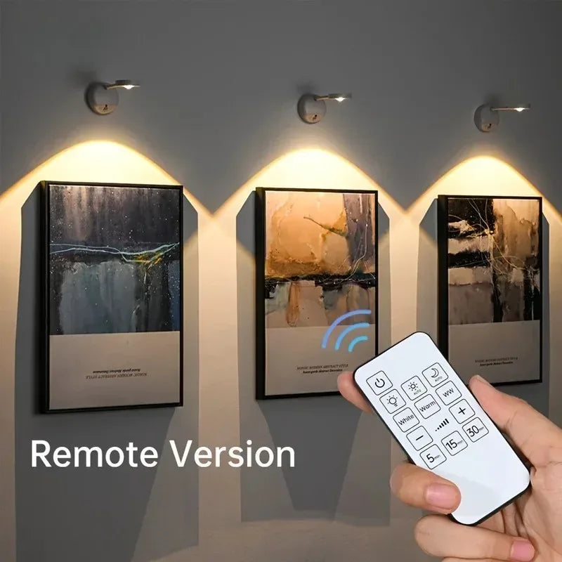 USB Rechargeable Intelligent Human Sensing Wireless Wall Light Dimmable Led Spotlight for Lighting Paintings Pictures 3 Colors - Urbizia