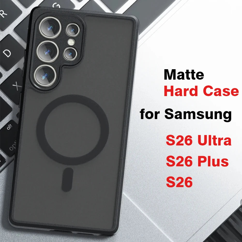 Luxury Magnetic Matte Phone Case For Samsung Galaxy S26 Ultra Case S26+ S26ultra S26Plus Full Lens Protect Wireless Charge Cover