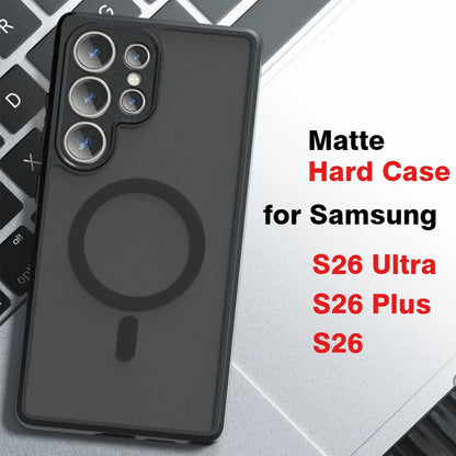 Luxury Magnetic Matte Phone Case For Samsung Galaxy S26 Ultra Case S26+ S26ultra S26Plus Full Lens Protect Wireless Charge Cover