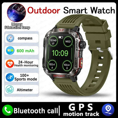 New Military GPS Smart Watch Men Flashlight Compass Waterproof 600mAh Battery Outdoor Sport Tracker Bluetooth Call Smartwatch - Urbizia