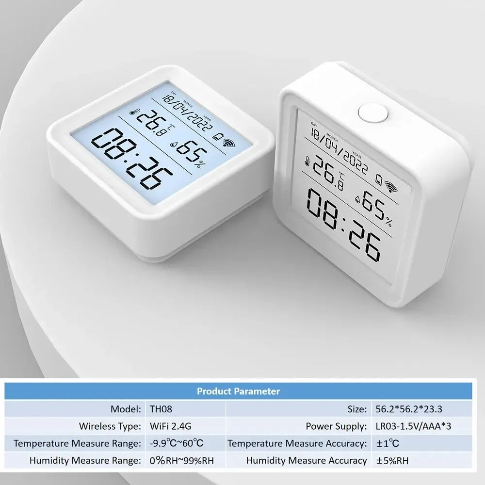 Tuya WIFI Smart Temperature Humidity Sensor Hygrometer Thermometer Backlight Smart Life Support Alexa Google Assistant - Urbizia