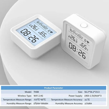 Tuya WIFI Smart Temperature Humidity Sensor Hygrometer Thermometer Backlight Smart Life Support Alexa Google Assistant - Urbizia