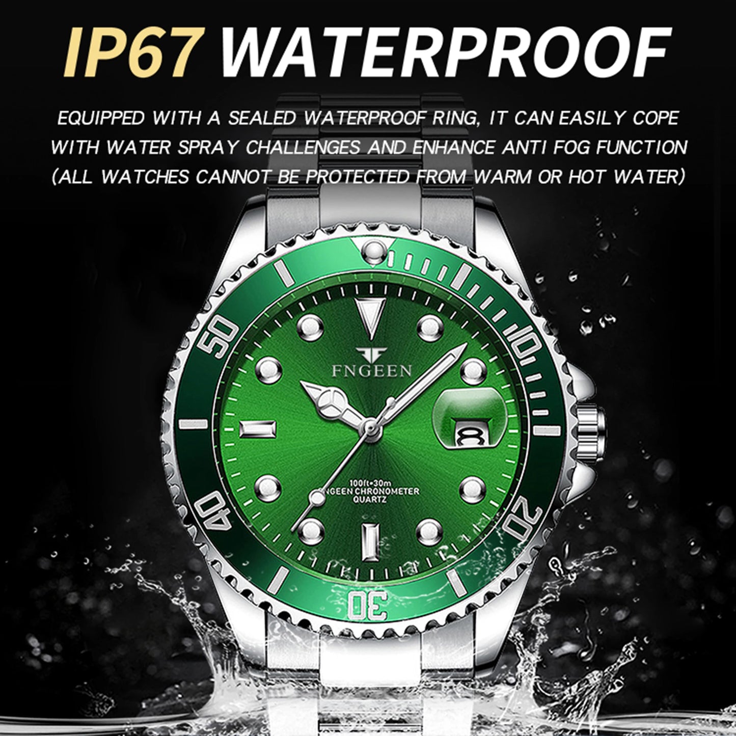 BINBOND Durable Stainless Steel Strap Precise Quartz Wristwatches for Men Luxury Luminous Waterproof Auto Date Men's Watch Reloj