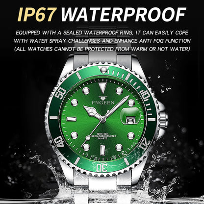 BINBOND Durable Stainless Steel Strap Precise Quartz Wristwatches for Men Luxury Luminous Waterproof Auto Date Men's Watch Reloj