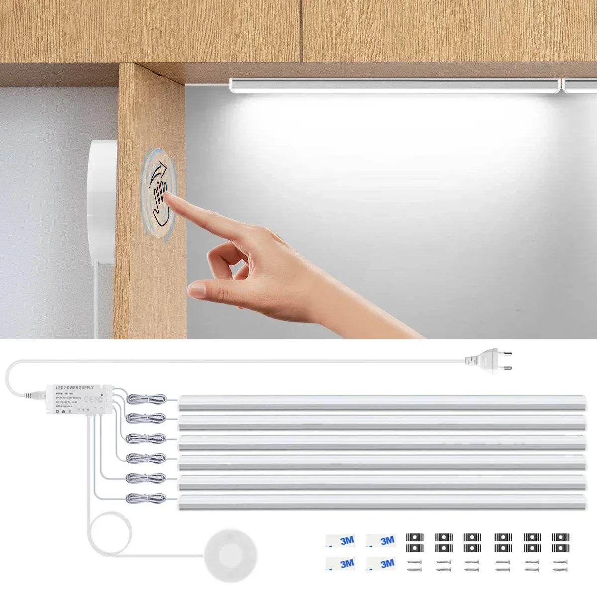 Motion Touch Sensor LED Cabinet Light Bar (Wireless Under Cabinet Lamp)