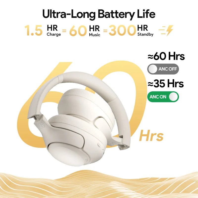 QCY H3 ANC Wireless Headphones BH23H3A 43dB Hybrid Active Noise Cancellation Headset Bluetooth 5.4 Hi-Res Audio Earphones 60H