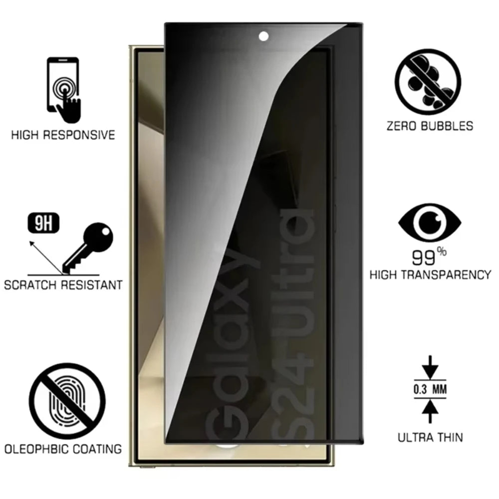 NNBILI Privacy Tempered Glass for Samsung Galaxy S26 Ultra S26+ Plus Fingerprint Unlocking Anti-spy Screen S26 Protector Glass