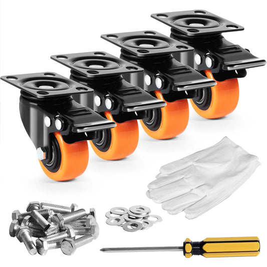 SucceBuy Swivel Plate Casters Set of 4 – Dual Lock, PVC Wheels