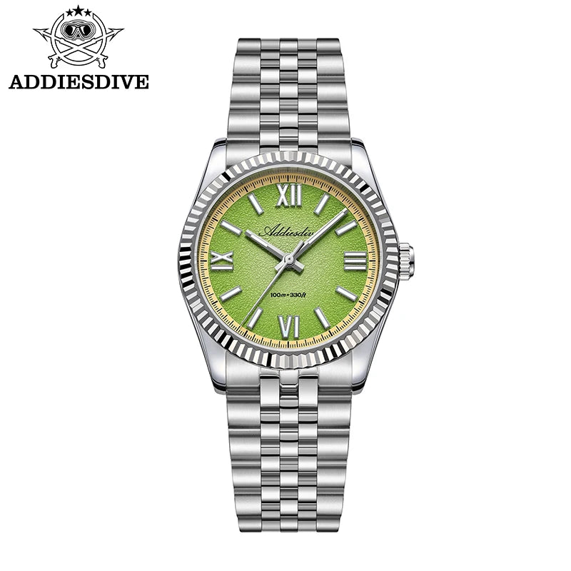 ADDIESDIVE Stainless Steel Quartz Watches For Men AD2535 reloj hombre Colorful Dial Watch Super Luminous Simple Wristwatches
