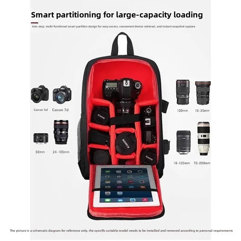 Shoulder Camera Bag Backpack Suitable for Canon, Nikon, Sony Digital Mirrorless Camera Bag, lightweight, Professional, Large Cap