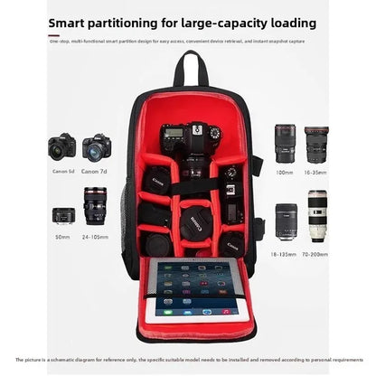 Shoulder Camera Bag Backpack Suitable for Canon, Nikon, Sony Digital Mirrorless Camera Bag, lightweight, Professional, Large Cap