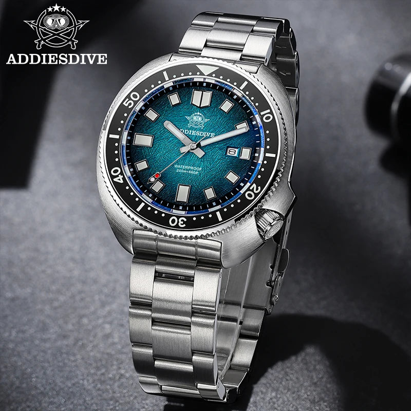 ADDIESDIVE Men Watch Sapphire Glass AR Coated Quartz Watches Luminous 200m Waterproof Turtle Diver Watch Reloj Hombre AD2511