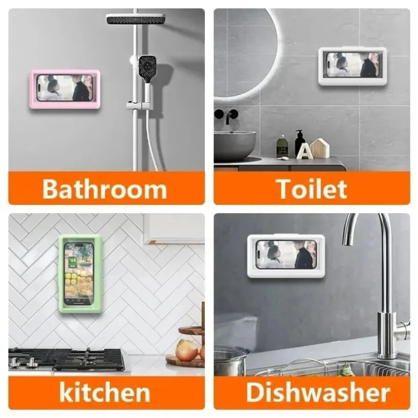 1PCS Bathroom Wall Waterproof Phone Case 360° Rotation Phone Holder Stand for iPhone Samsung Xiaomi Kitchen Cellphone Bracket