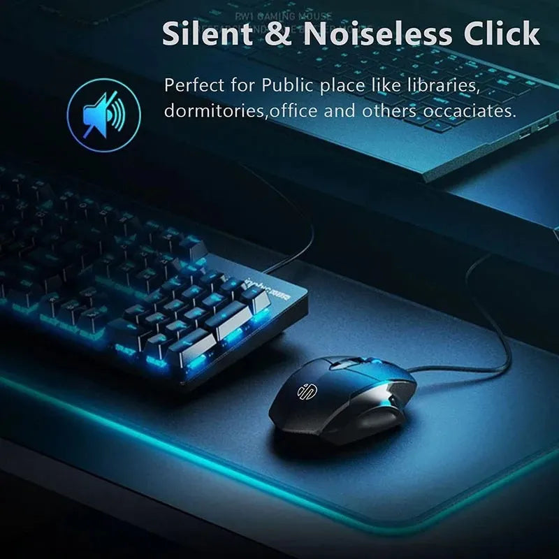 Inphic W1 Wired Mouse Esports Gaming Mouse Silent Office Mouse Three keys and six keys are optional