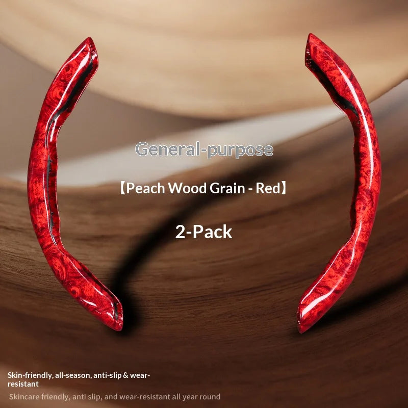 2pcs/3pcs Segmented Peach Wood Texture Universal Steering Wheel Cover Car Interior Accessories Practical Driving Tools Simple