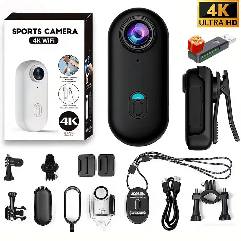 Mini 4K Pocket Magnetic POV Vlog Cam Portable Body Chest Recorder Wireless WiFi Waterproof Action Camera Helmet Bicycle Sports