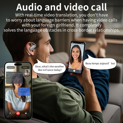 144 Languages AI Translation Earbuds,Bluetooth 6.1 Headphones Translator,Smart Mode Touch Screen Real-Time Earphones Fit Work