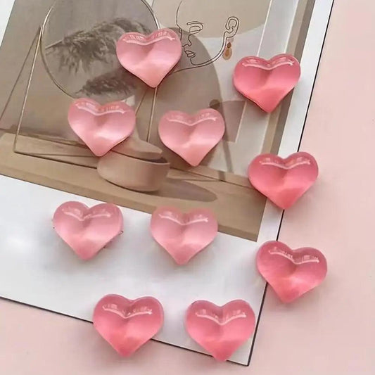 10pcs Heart-shaped Resin Refrigerator Magnets - Multifunctional Kitchen and Office Whiteboard Decoration Magnets
