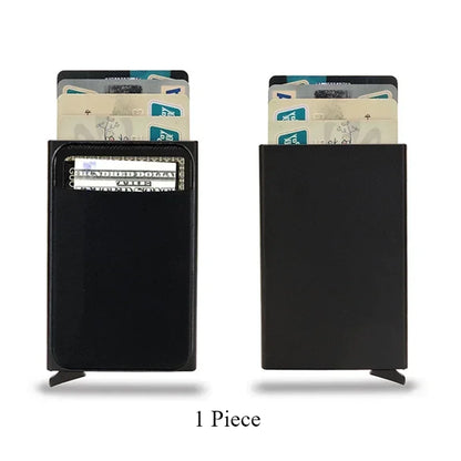 Rfid Anti Blocking Smart ID Bank Credit Card Holder Wallet Metal Thin Slim Men Women Pop Up Minimalist Metal Cardholder Case