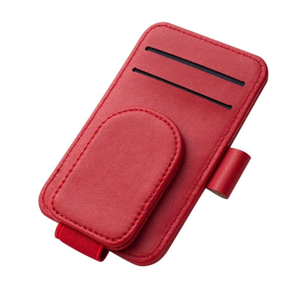 Car Sunglasses Holder Sun Visor Glasses Clip Multifunction Leather Eyeglasses Hanger Portable Ticket Card Clip Car Accessories