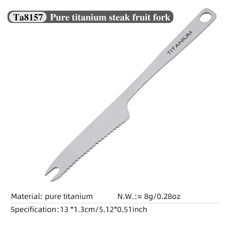 Tiartisan Outdoor Camping Pure Titanium Fruit Knife Forks Dessert Fork Reusable Lightweight Portable Multi-purpose Salsd Fork