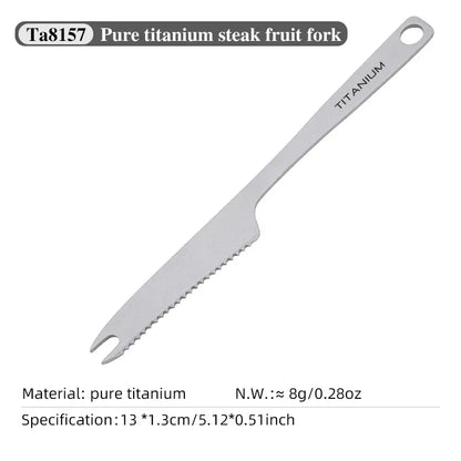Tiartisan Outdoor Camping Pure Titanium Fruit Knife Forks Dessert Fork Reusable Lightweight Portable Multi-purpose Salsd Fork
