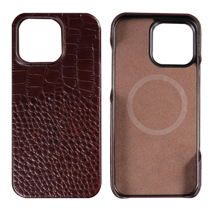 for Magsafe Case for iPhone 15 16 17 18 Pro Max Air 18Pro Natural Cowhide Leather Magnetic Protector Luxury Phone Back Cover