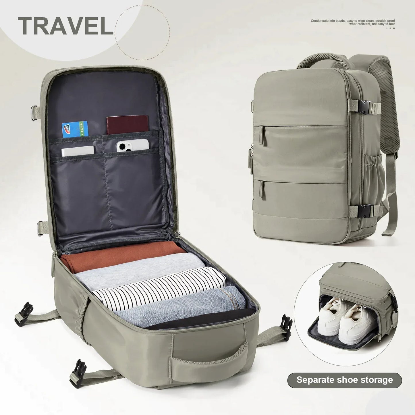 Ryanair-Approved Cabin Backpack 40x20x25cm – Travel Laptop Bag