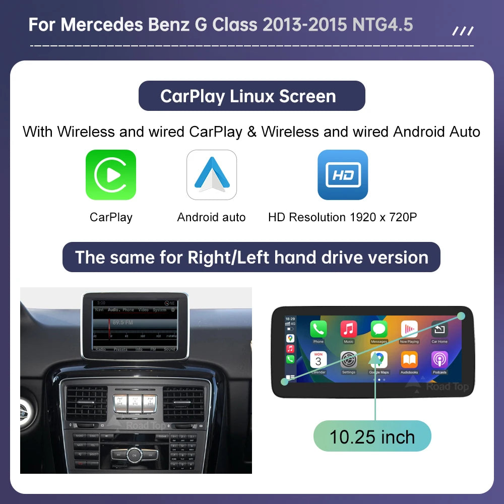 Linux Touch Screen for Mercedes Benz G Class W463 2013-2018 GPS With Wireless Carplay Android Auto Airplay Mirroring Car Radio