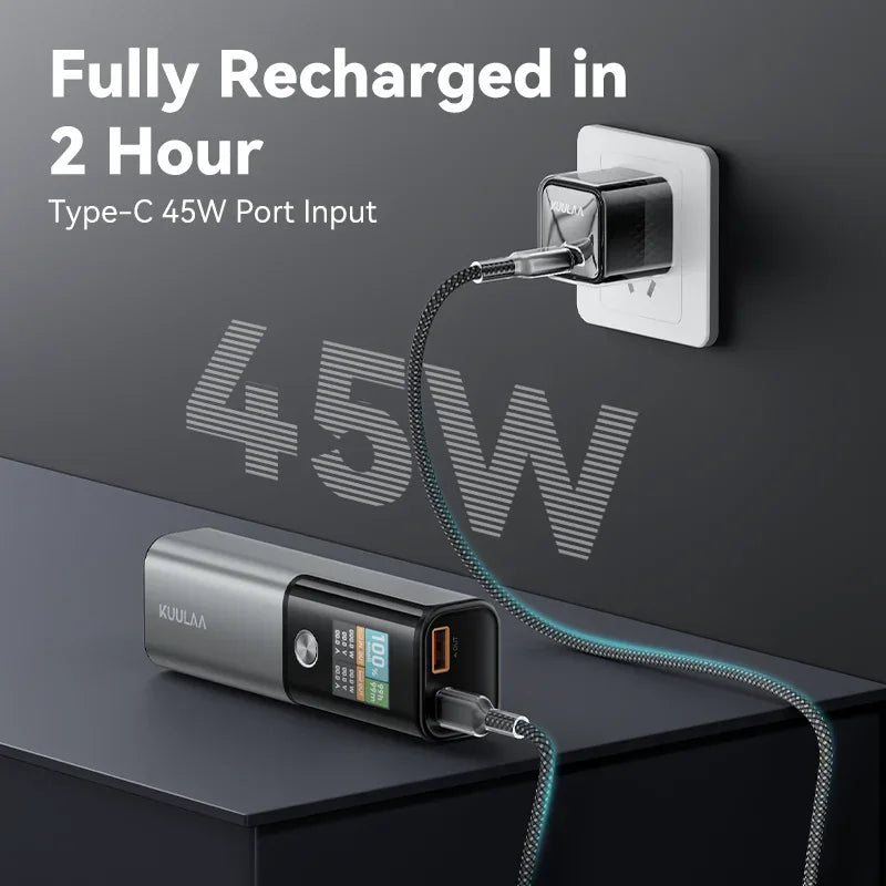 KUULAA Power Bank 14000mAh Portable Charger 100W PD Fast Charging External Battery PowerBank for Macbook for iPad Laptop Notbook