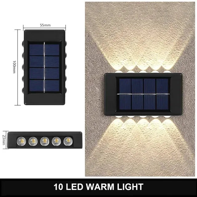 Solar Wall Lamp Outdoor Warm Light Waterproof Up And Down Luminous Lighting Balcony Yard Garden Decoration Lights Exterior Wall - Urbizia
