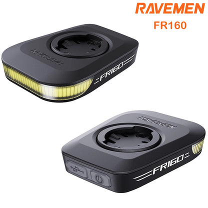RAVEMEN FR160 Bike Front Light For Garmin XOSS IGPSPORT Magene GPS Computers USB-C Rechargeable Bicycle COB LED Headlight Daytime Warning Safety Waterproof IPX6 Side Visibility 6 Modes Compact Lightweight 55g