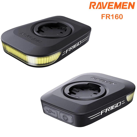 RAVEMEN FR160 Bike Front Light For Garmin XOSS IGPSPORT Magene GPS Computers USB-C Rechargeable Bicycle COB LED Headlight Daytime Warning Safety Waterproof IPX6 Side Visibility 6 Modes Compact Lightweight 55g
