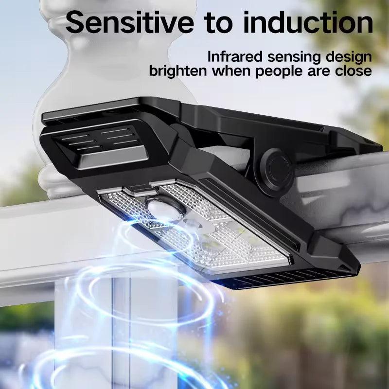Solar Powered Courtyard Lamp, Household Garden Lighting, Human Body Sensing Multifunctional Outdoor Clip on Lawn Lamp