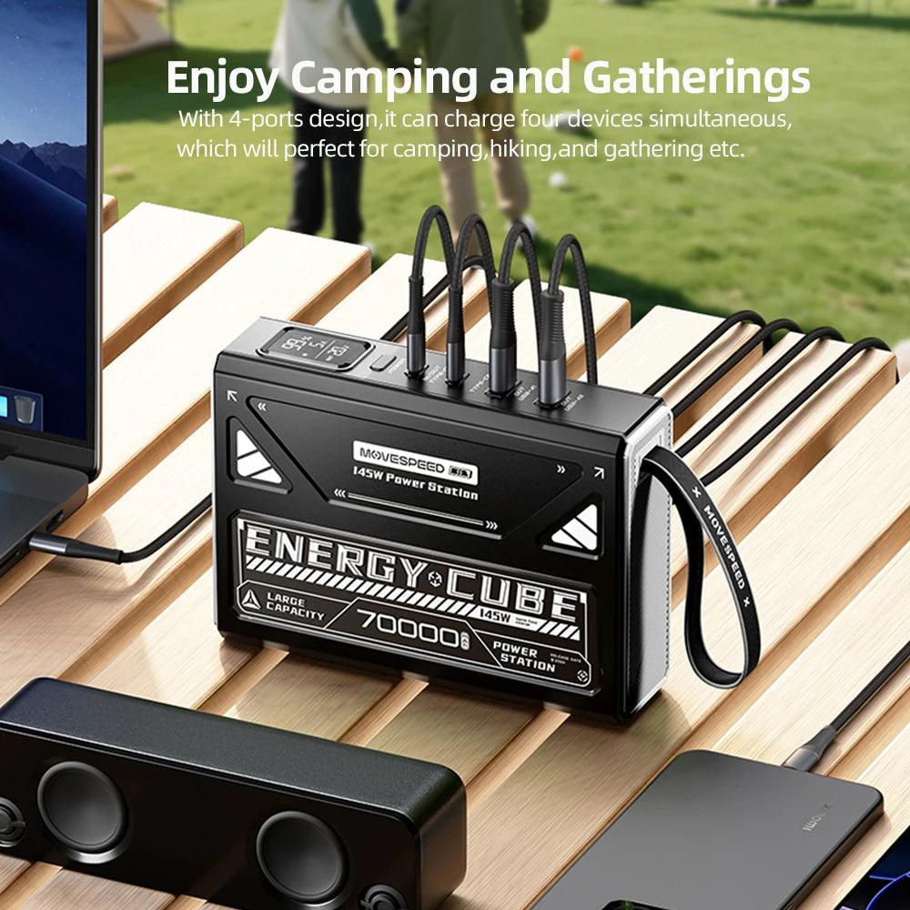 MOVESPEED Z70 Pro 100W Power Bank Large Capacity External Battery Charger Outdoor Camping Power Station for LaptopMacBook Pro