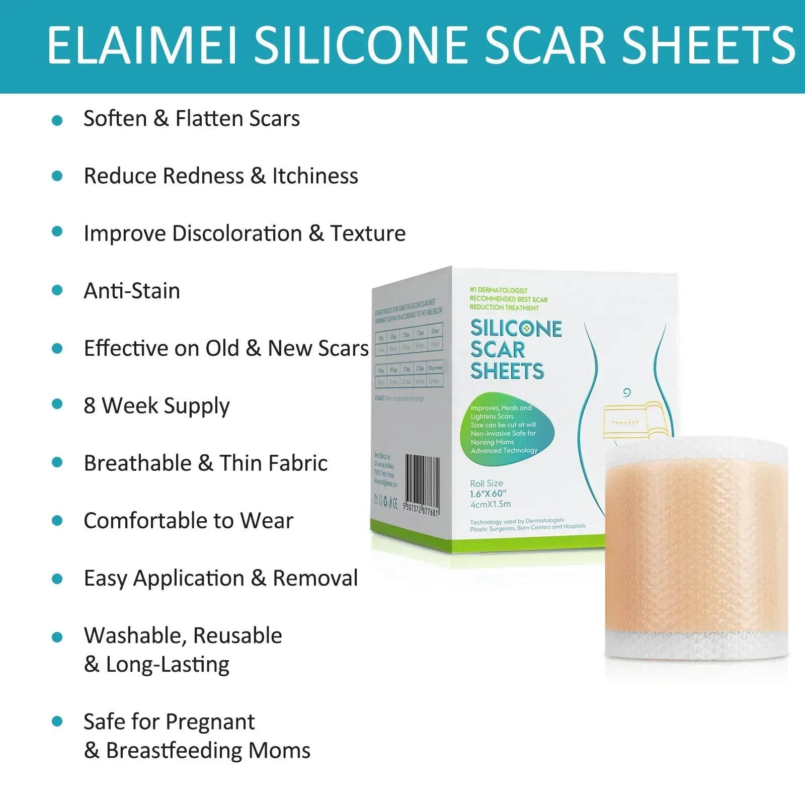 4cmx150cm Silicone Scar Sheets Removal Strips Silicone Gel Scar Strip For Acne Keloid Surgery Burn Treatment Scar Patch Hot Sale - Urbizia